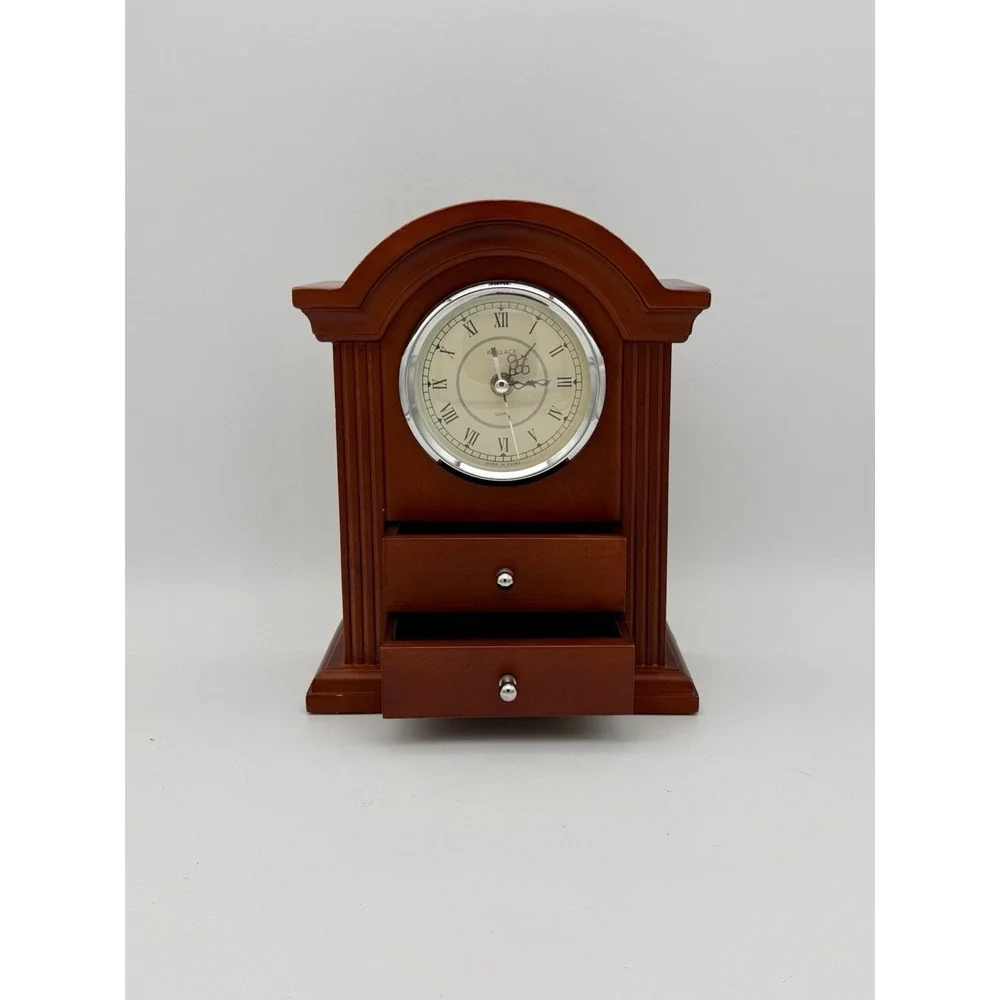 Wallace Silversmiths Mantel Clock Jewelry Box 2 Drawers AS-IS Clock Repair